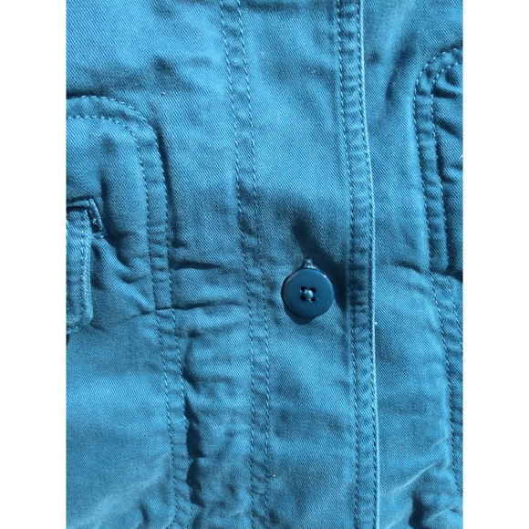 L.l.bean womens fabric jacket size small button blue turquoise 100% Pima cotton - Picture 2 of 13
